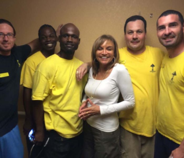 Pam Moore from KRON 4 news with the Pyramid Crew after a move for a family friend.