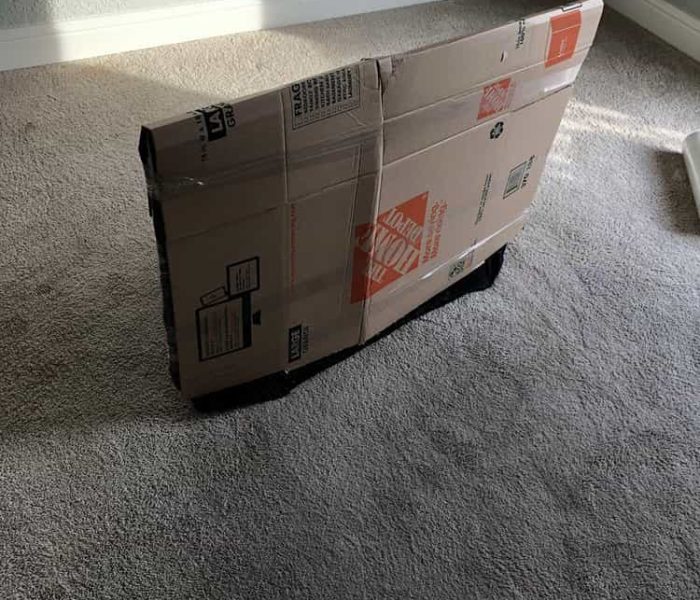 TV getting crated with a box