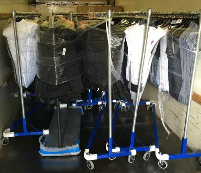 Moving Barney's N.Y clothing down the str. in S.F, CA Over $1 million worth in this load of clothing. Yikes